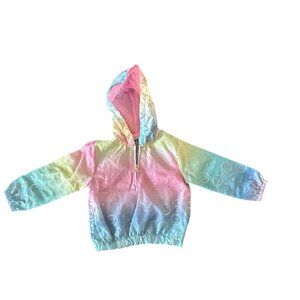 Rainbow Tie-Dye Hooded Windbreaker Jacket With Smiley Face Print SIZE 4T